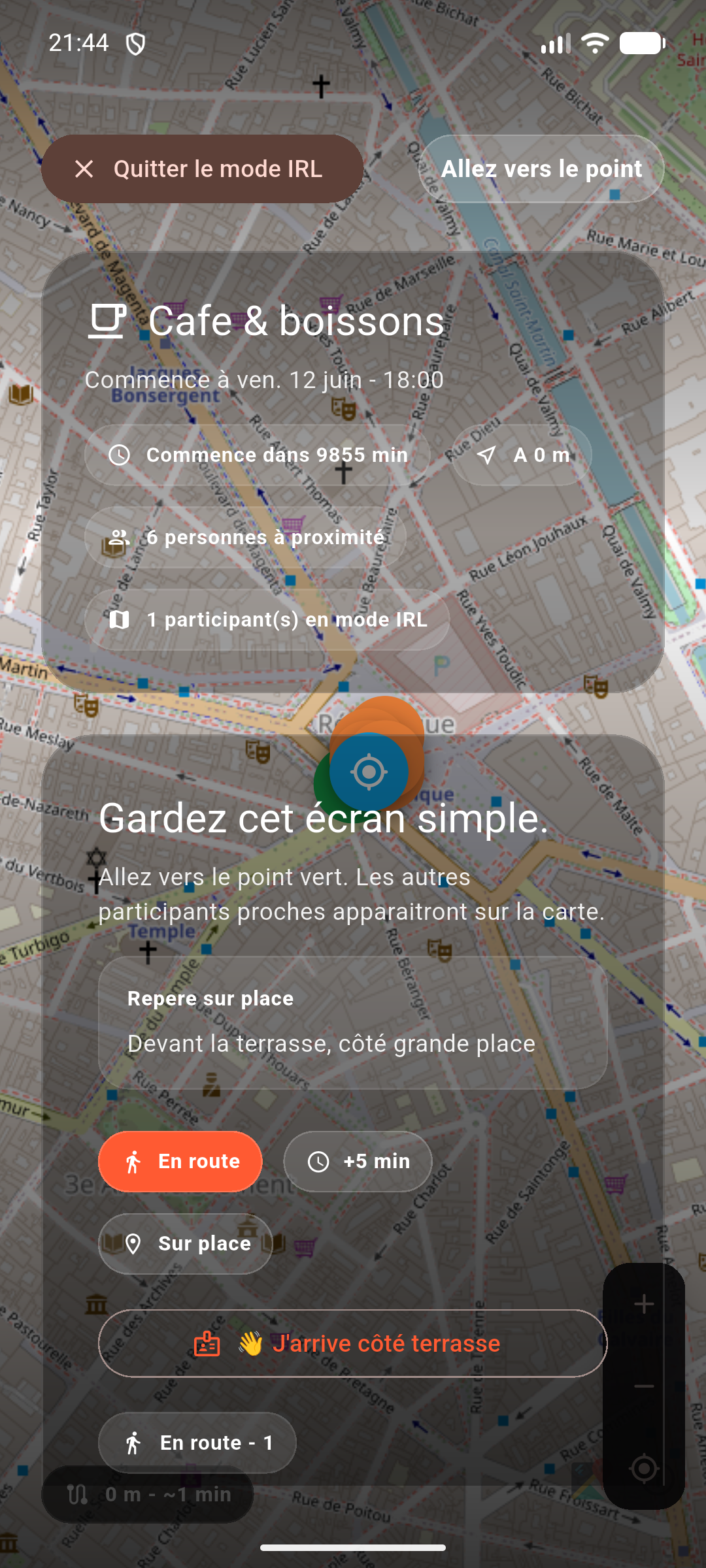 Mode IRL pour se retrouver sur place